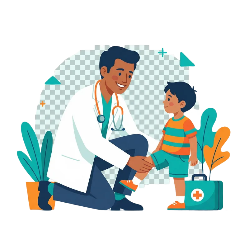 Dr. Nargesh Agrawal with a young patient